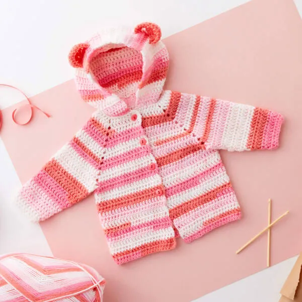 Baby Bear Crochet Hoodie – Free Pattern