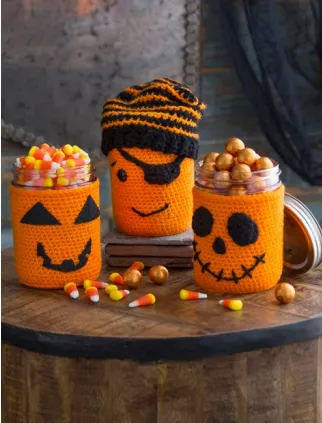 Halloween Jar Cozies – Free Crochet Pattern