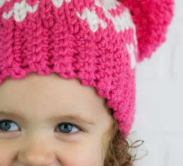Double Pom Pom Crochet Hat – Free Pattern